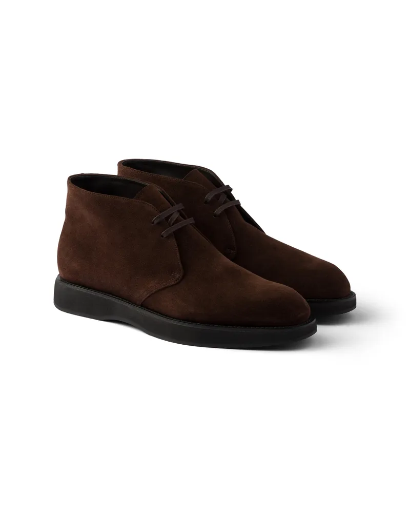 Prada Chukka Boots Aus Wildleder, Herren, Dunkelbraun, Größe 6,5 Dunkelbraun