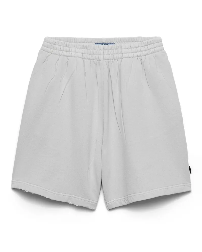 Prada Shorts Aus Baumwollfleece, Damen, Marmorgrau, Größe Marmorgrau