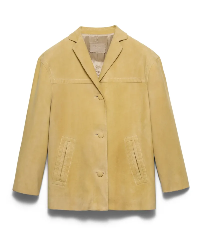 Prada Cabanjacke Aus Wildleder, Damen, Pollengelb, Größe Pollengelb