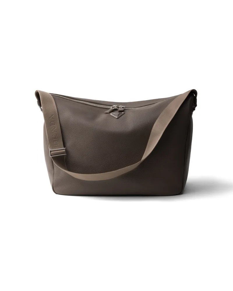 Prada Schultertasche Aus Leder, Herren, Bambusgrau Bambusgrau