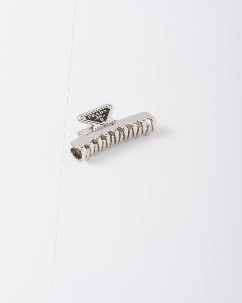Prada Haarspange Aus Metall, Damen, Stahlgrau Stahlgrau
