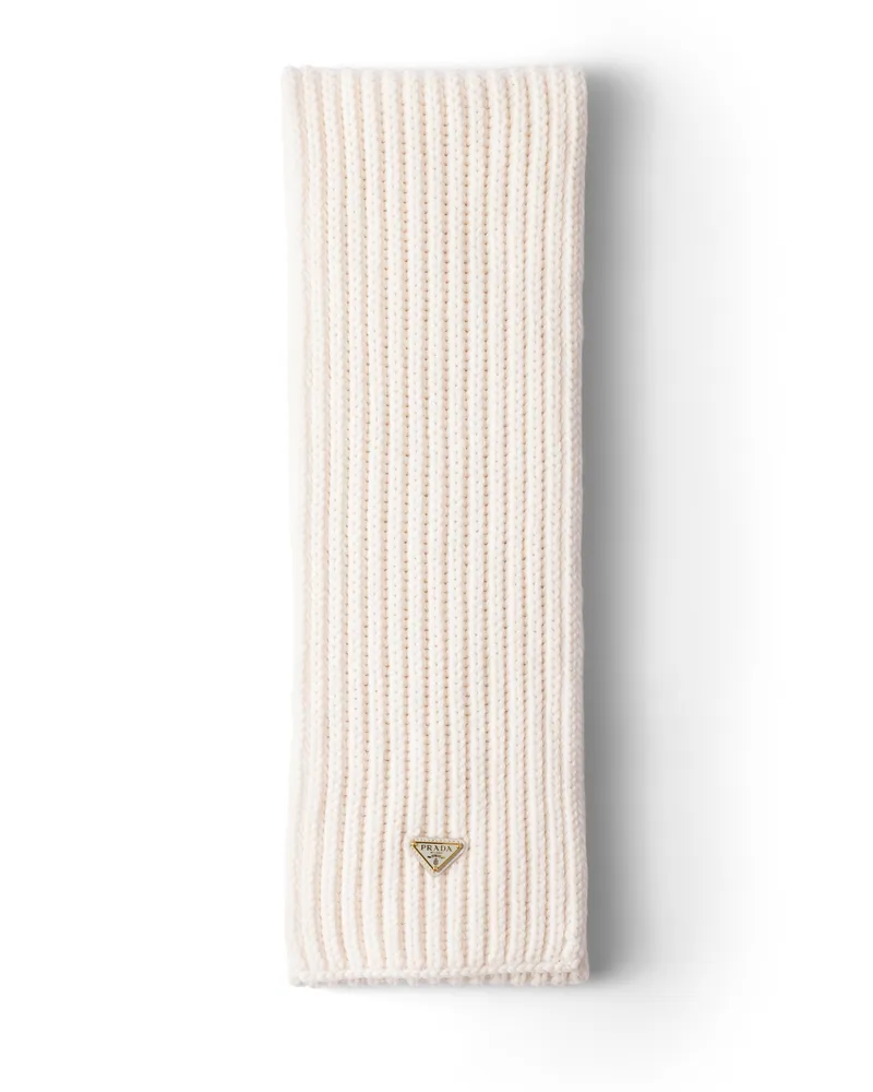 Prada Schal Aus Wolle, Damen, Kalkweiss Kalkweiss