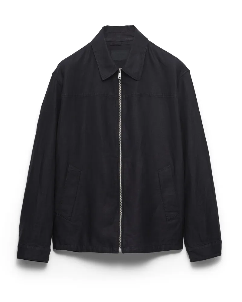 Prada Jacke Aus Leinen, Herren, Schwarz, Größe Schwarz