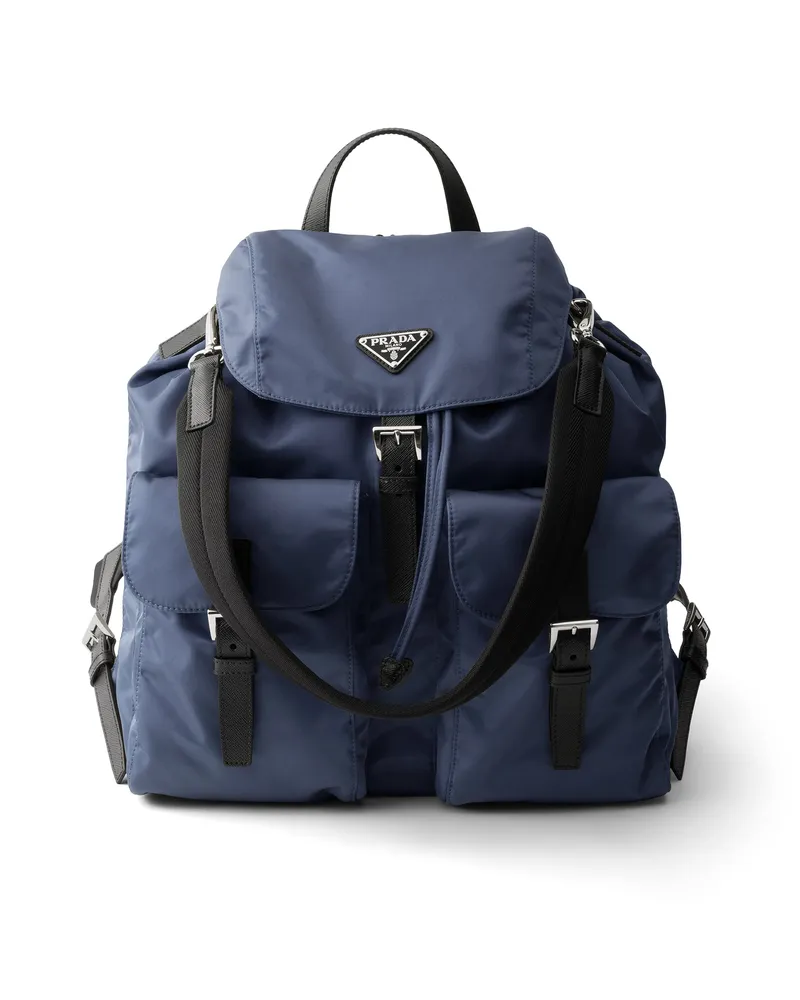 Prada Rucksack Aus Re-nylon, Herren, Blau Blau
