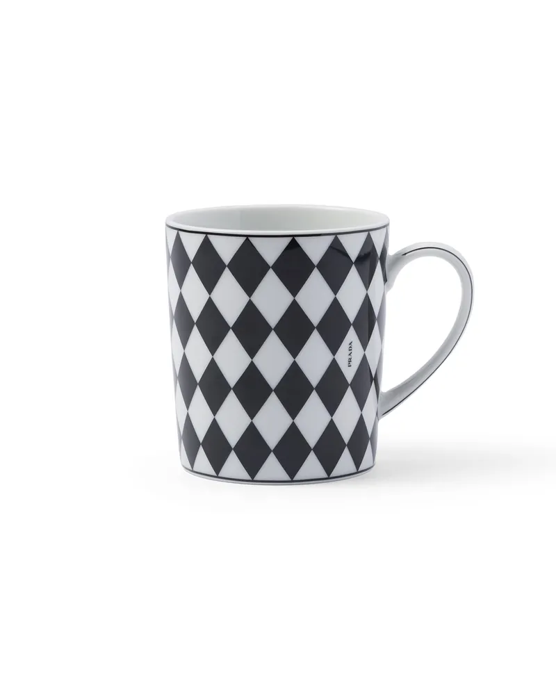 Prada Becher Aus Porzellan – Checkerboard , , Weiss/schwarz Weiss