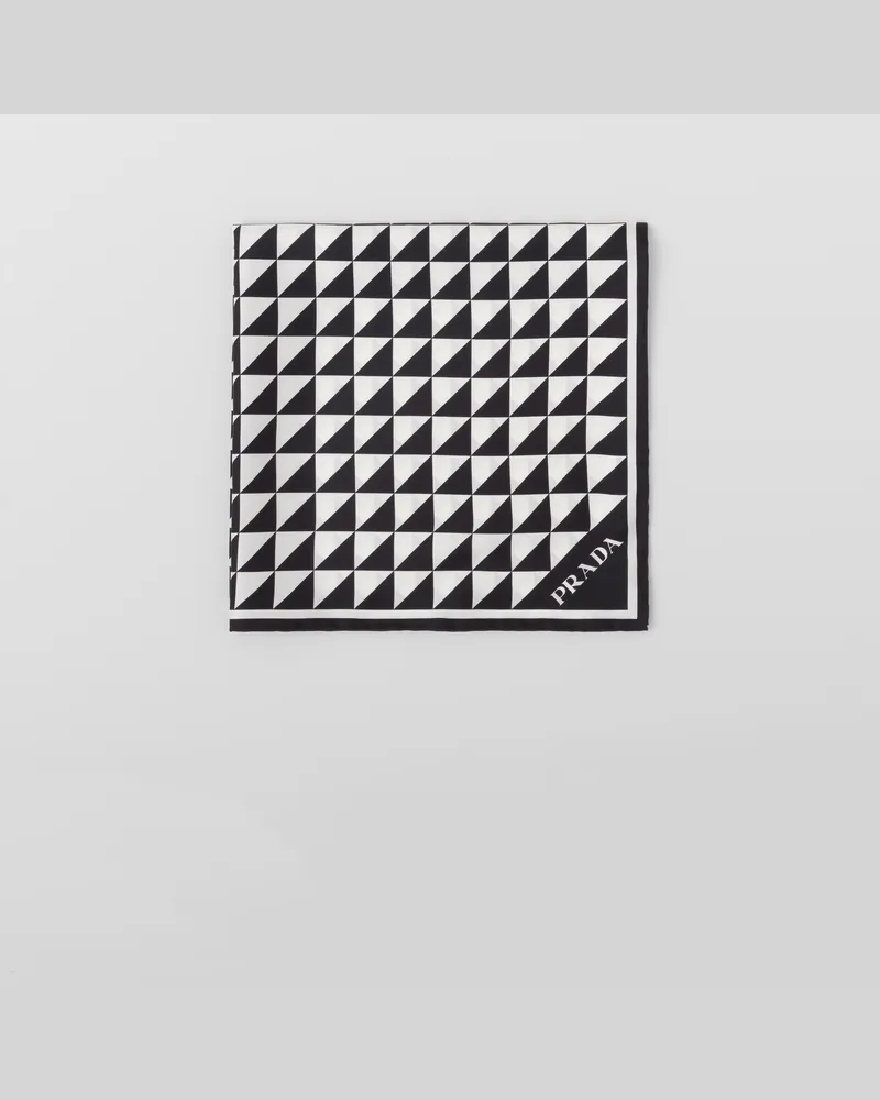 Prada Schal aus Seidentwill mit Print, 55 x 55 Schwarz