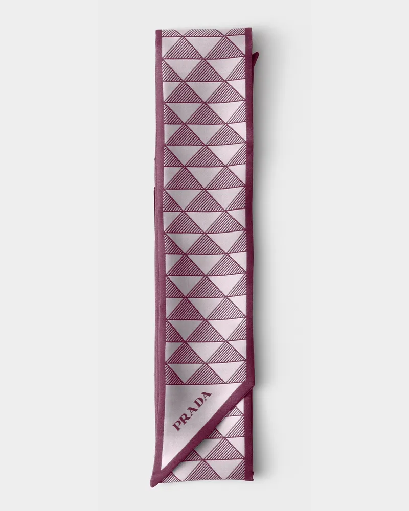Prada Schmaler Schal aus bedruckter Seide Malve