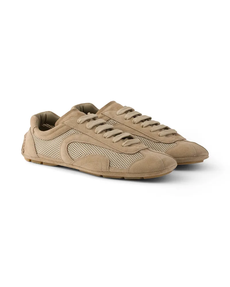 Prada Montecarlo Re-edition 2005 Sneaker Aus Veloursleder Und Mesh, Herren, Wüstenbeige, Größe 10,5 Wüstenbeige