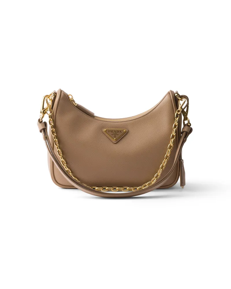 Prada Re-edition Mini Bag Aus Saffiano-leder, Damen, Cameo/beige Cameo
