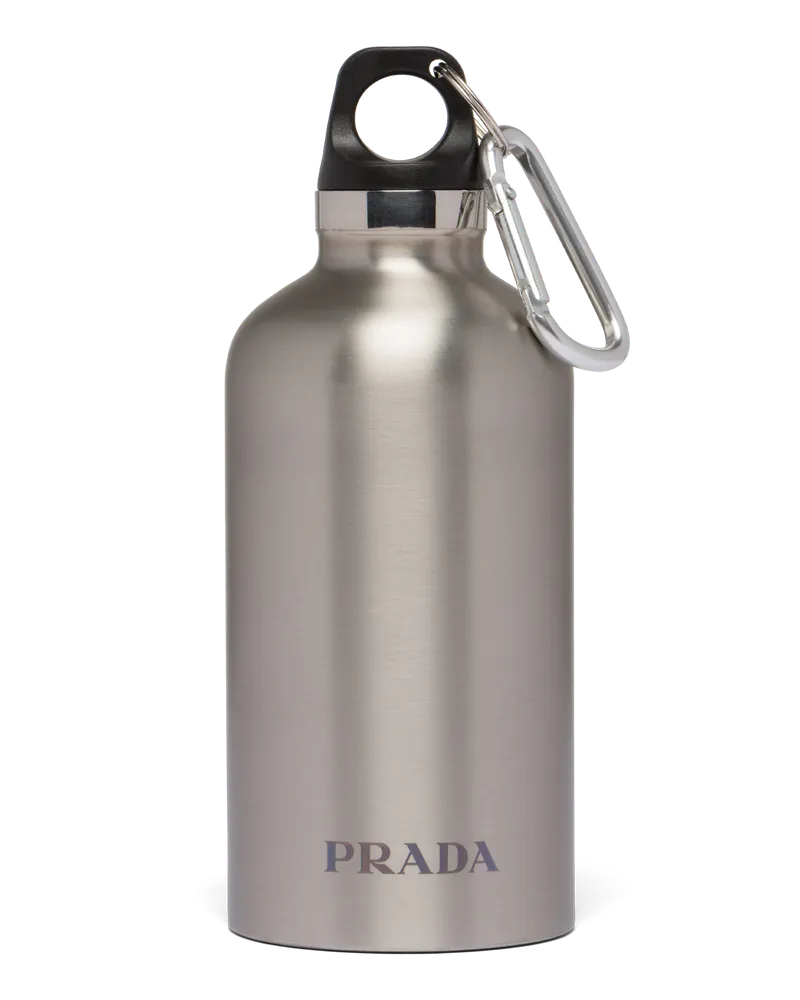 Prada Isolierte Wasserflasche aus Edelstahl, 350 ml Silber