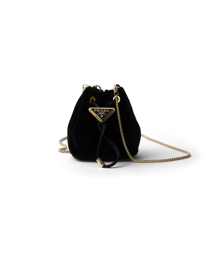 Prada Mini-pouch Aus Samt, Damen, Schwarz Schwarz