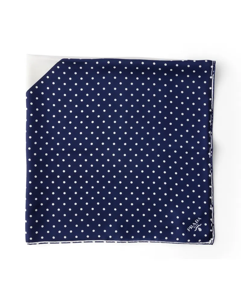 Prada Bedruckter Schal Aus Twill 90, Damen, Weiss/blau Weiss