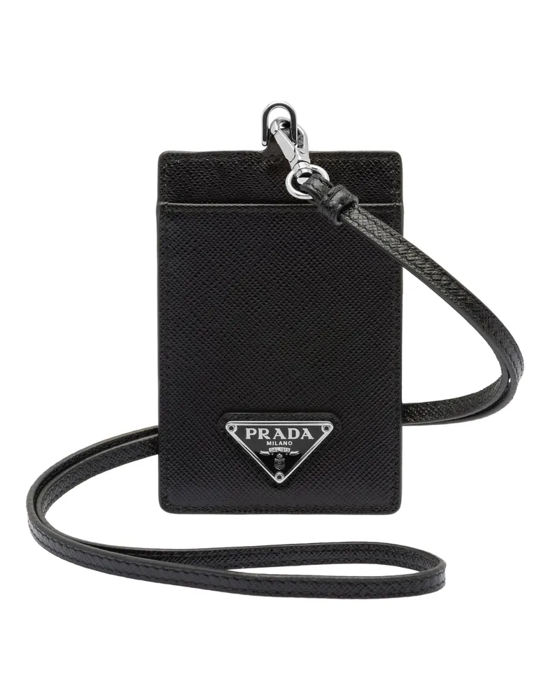 Prada Ausweisetui Aus Saffiano Leder, Damen, Schwarz Schwarz