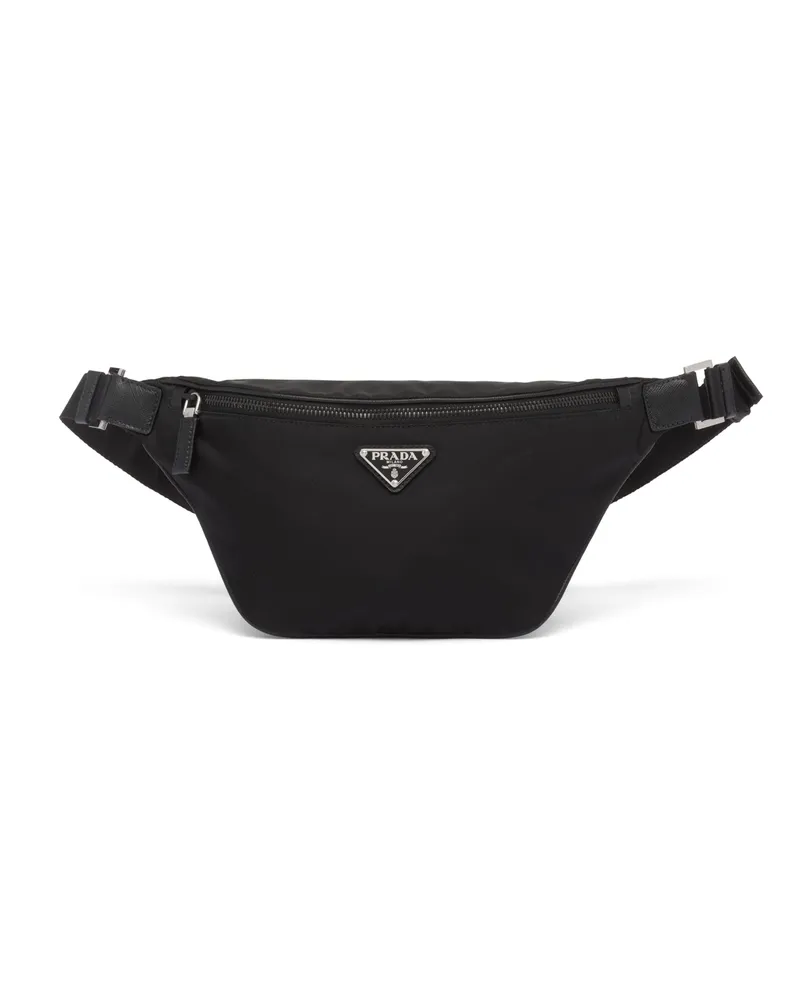 Prada Gürteltasche Aus Re-nylon Und Saffiano-leder, Herren, Schwarz Schwarz