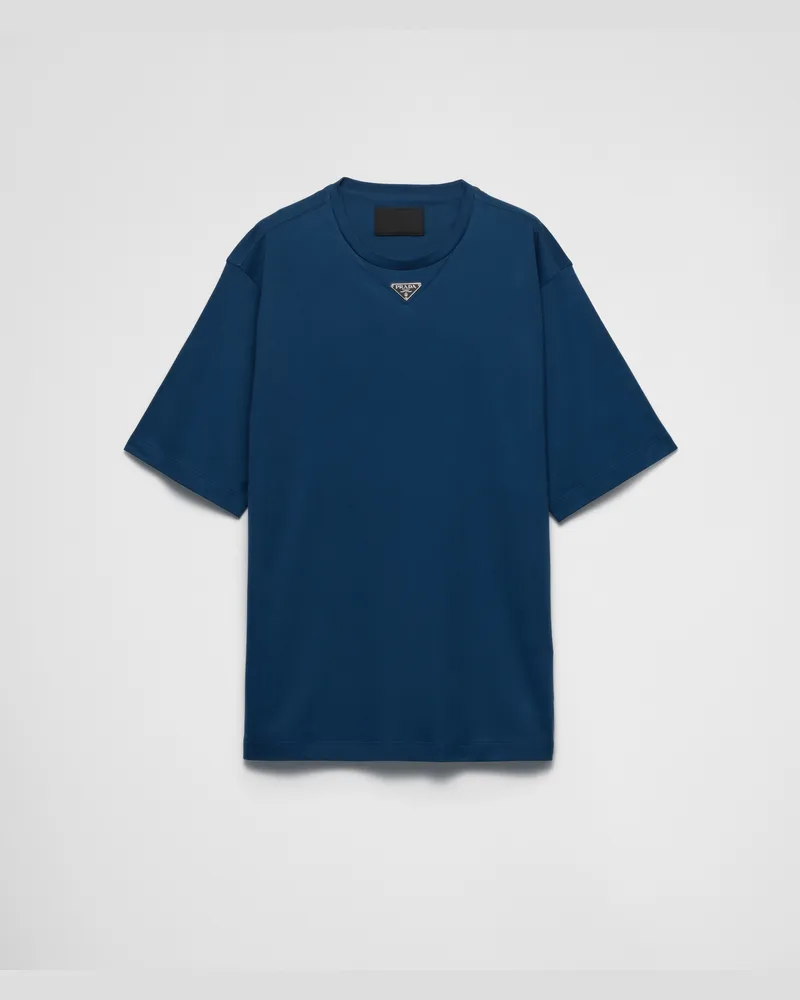 Prada T-Shirt aus Baumwolle Fliegerblau