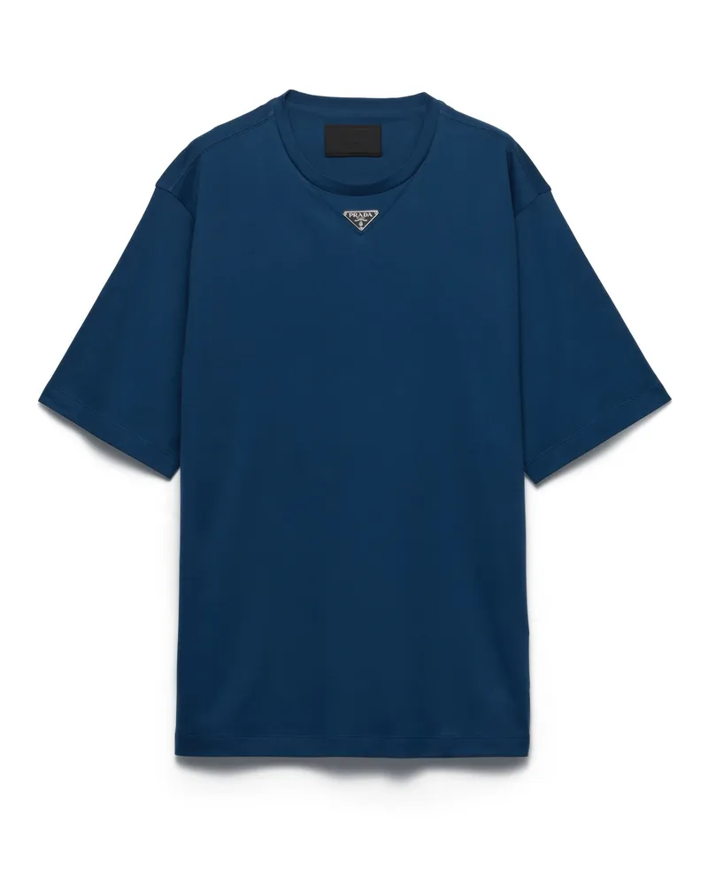 Prada T-shirt Aus Baumwolle, Herren, Fliegerblau, Größe Fliegerblau
