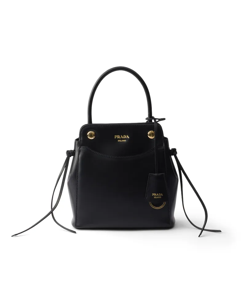 Prada Carry Mini Handtasche Aus Leder, Damen, Schwarz Schwarz
