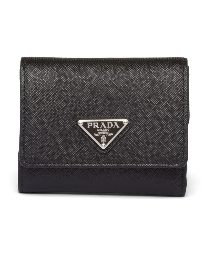 Prada Kleine Geldbörse Aus Saffiano-leder, Damen, Schwarz Schwarz