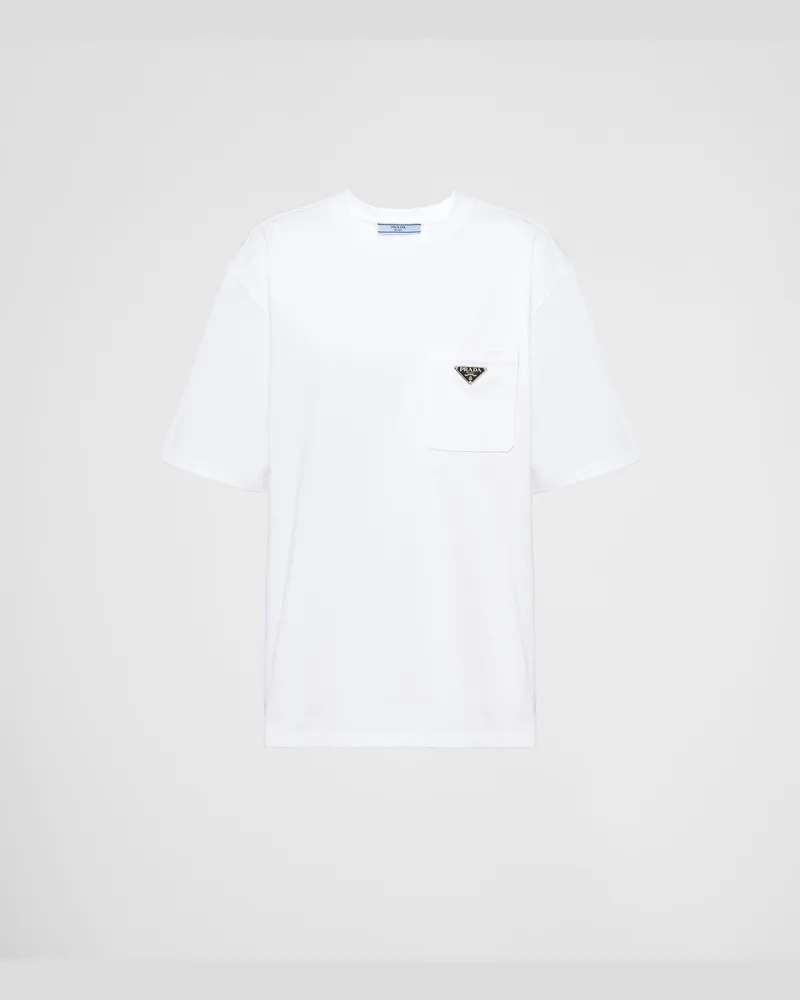 Prada T-Shirt aus Jersey Weiss