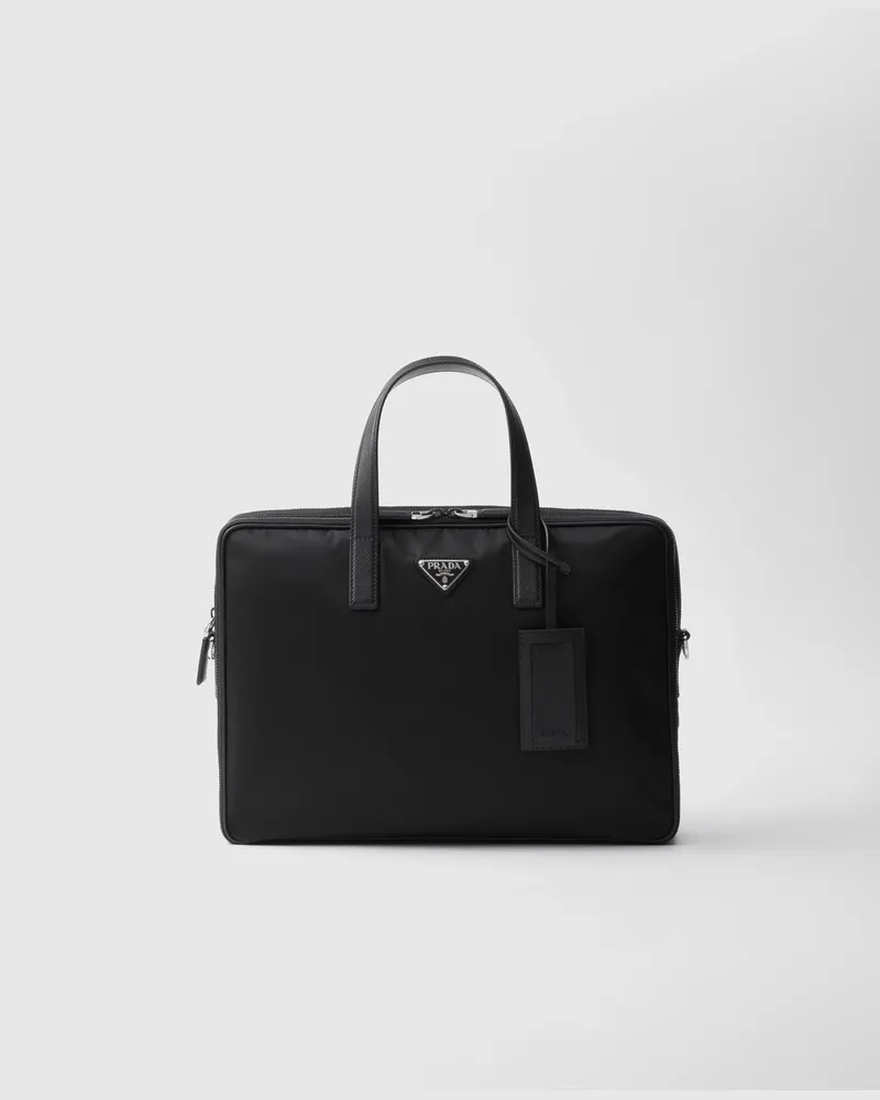 Prada Brieftasche aus Re-Nylon und Saffiano-Leder Schwarz