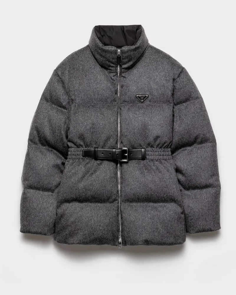 Prada Daunenjacke aus Loden Schiefergrau
