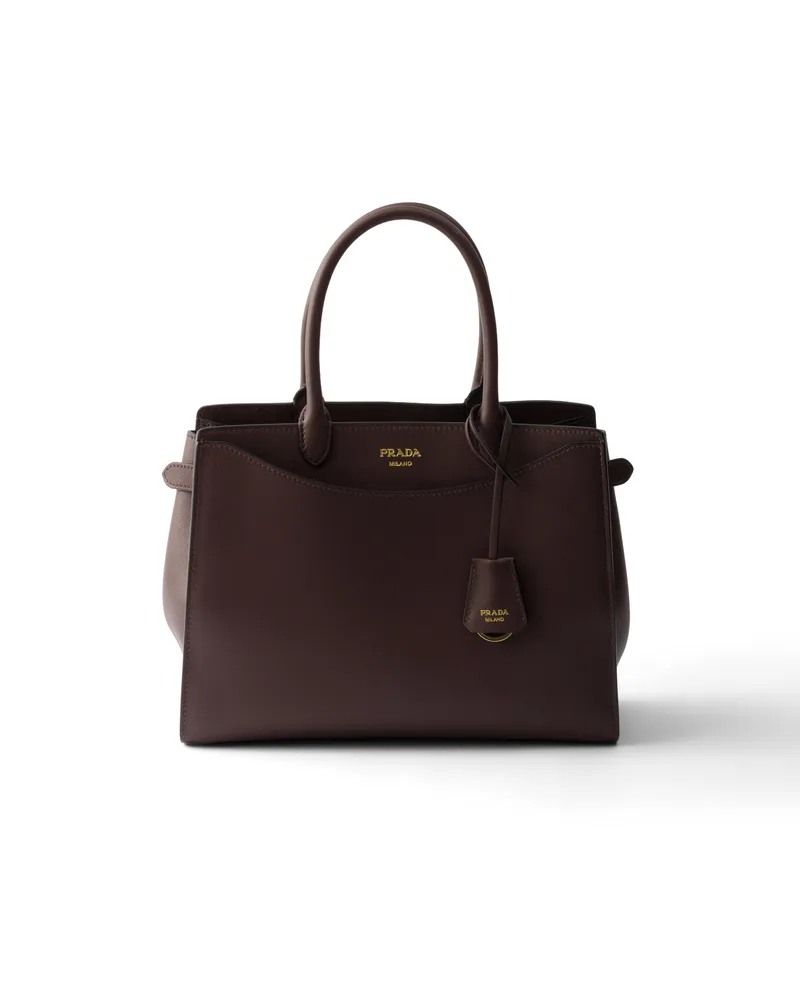 Prada Große  Prelude Handtasche Aus Leder, Damen, Bruyèreholz Bruyèreholz