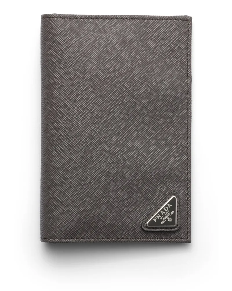 Prada Reisepassetui Aus Saffiano-leder, Herren, Rauchgrau Rauchgrau