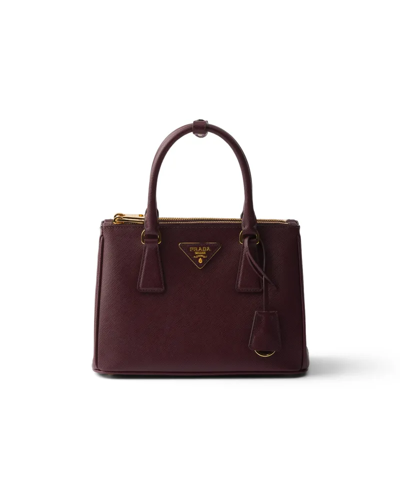 Prada Kleine  Galleria Tasche Aus Saffiano-leder, Damen, Burgunderrot Burgunderrot
