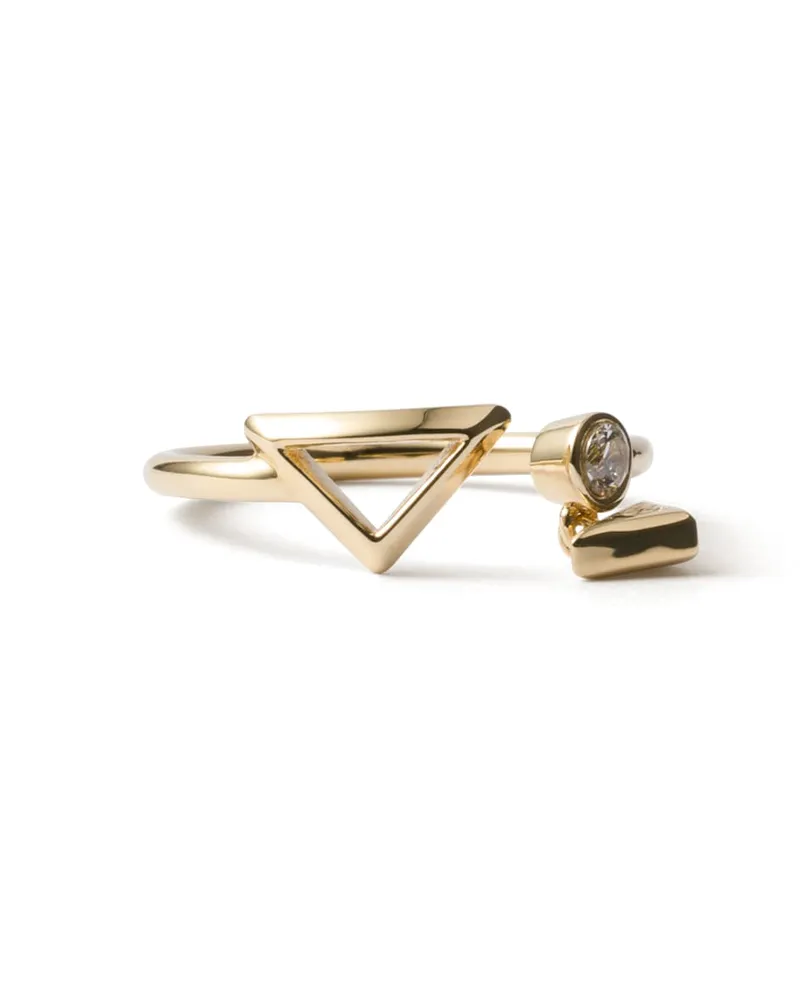 Prada Ring Aus Metall, Damen, Gold, Größe 15 Gold