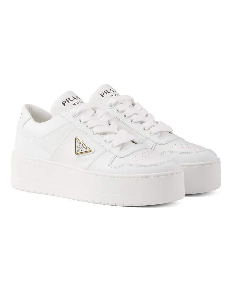 Prada Downtown Bold Sneaker Aus Leder, Damen, Weiss, Größe Weiss