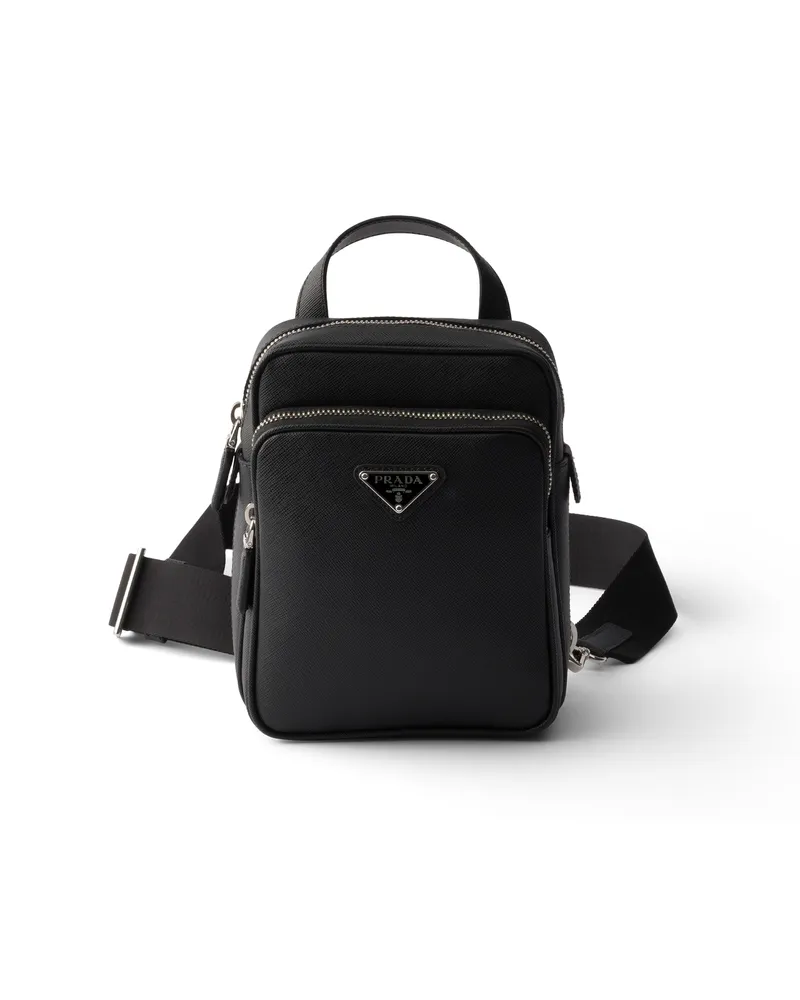 Prada Saffiano Leather Mini One-shoulder Backpack, Herren, Schwarz Schwarz
