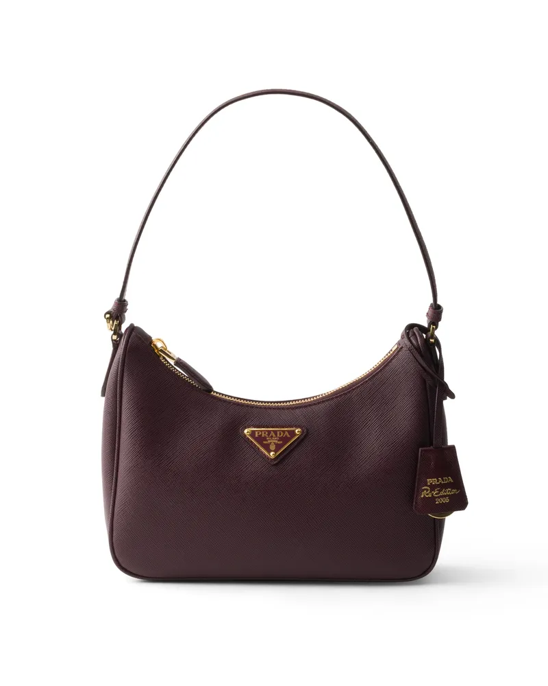 Prada Mini Bag Aus Saffiano-leder, Damen, Burgunderrot Burgunderrot