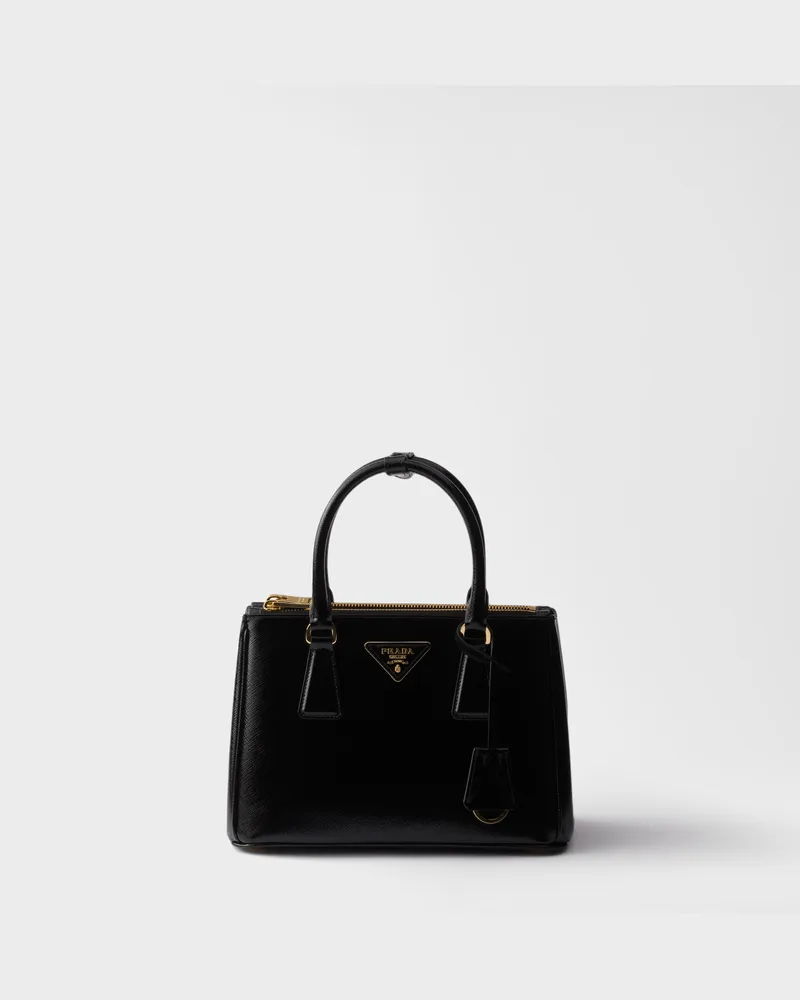 Prada Galleria Tasche aus patentiertem Saffiano-Leder, klein Schwarz