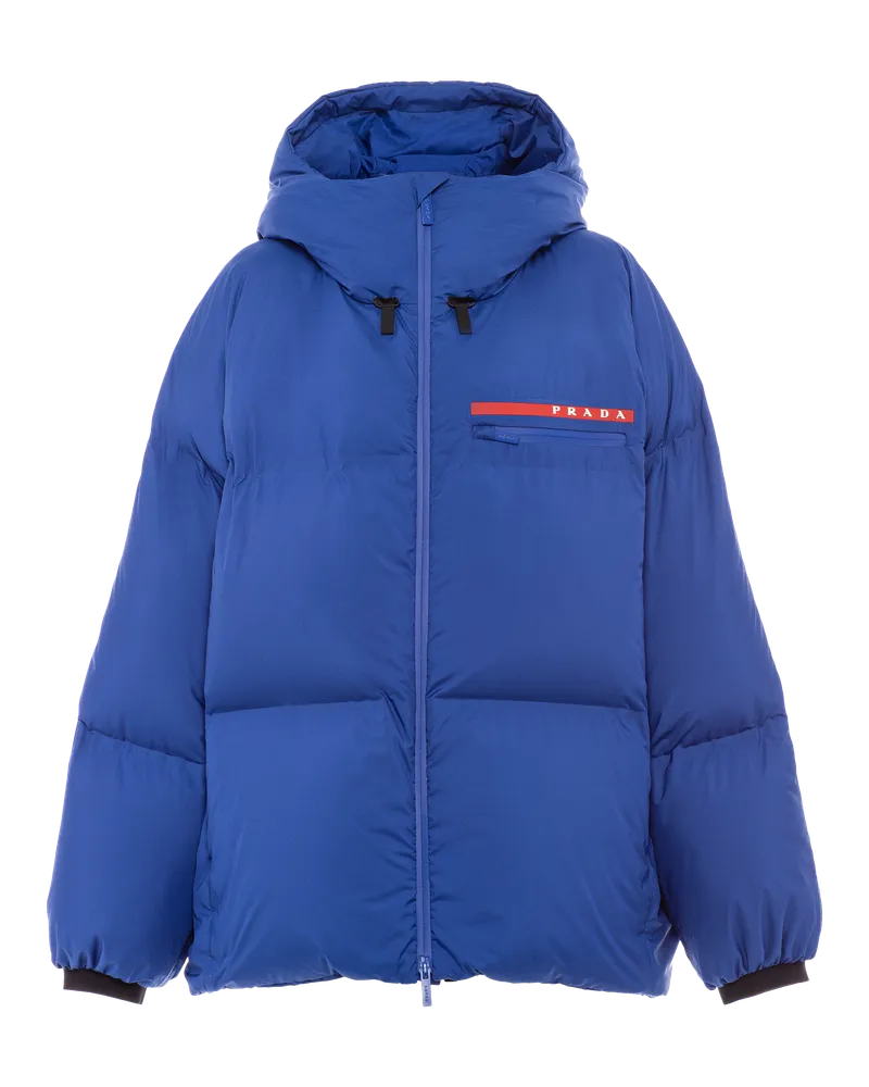 Prada Oversize-Daunenjacke aus technischem Re-Nylon Indigoblau