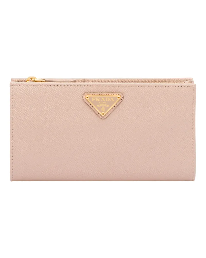 Prada Portemonnaie Aus Saffiano-leder, Damen, Puderrosa Puderrosa