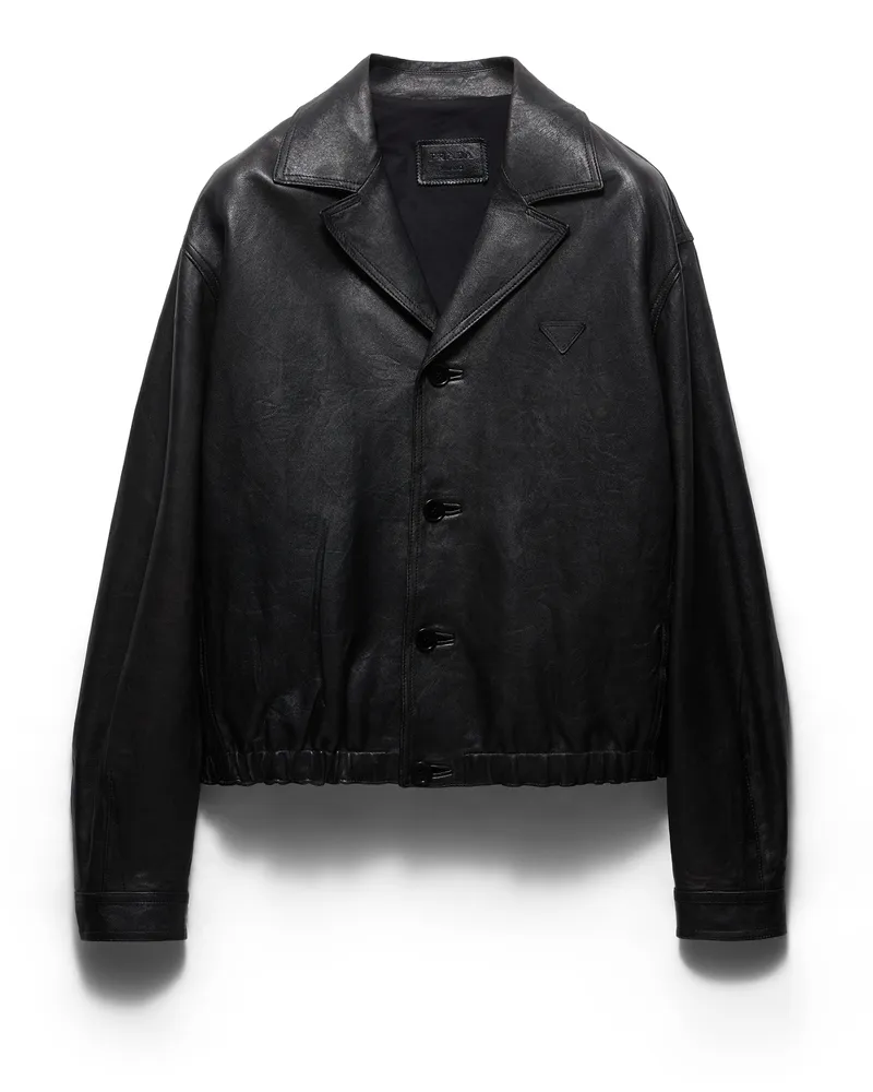 Prada Jacke Aus Nappa-leder, Herren, Schwarz, Größe Schwarz