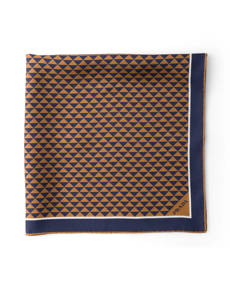Prada Schal Aus Seiden-twill Mit Print, Herren, Baltisch/tabak Baltisch