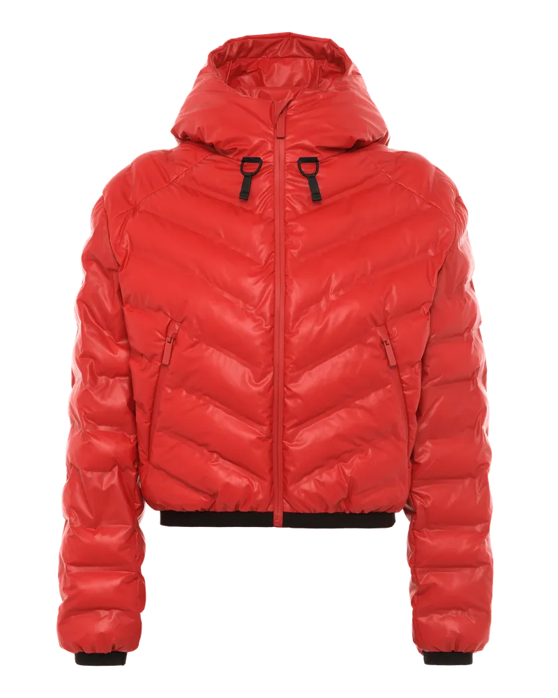 Prada Steppjacke mit Kapuze aus Light Re-Nylon Lackrot