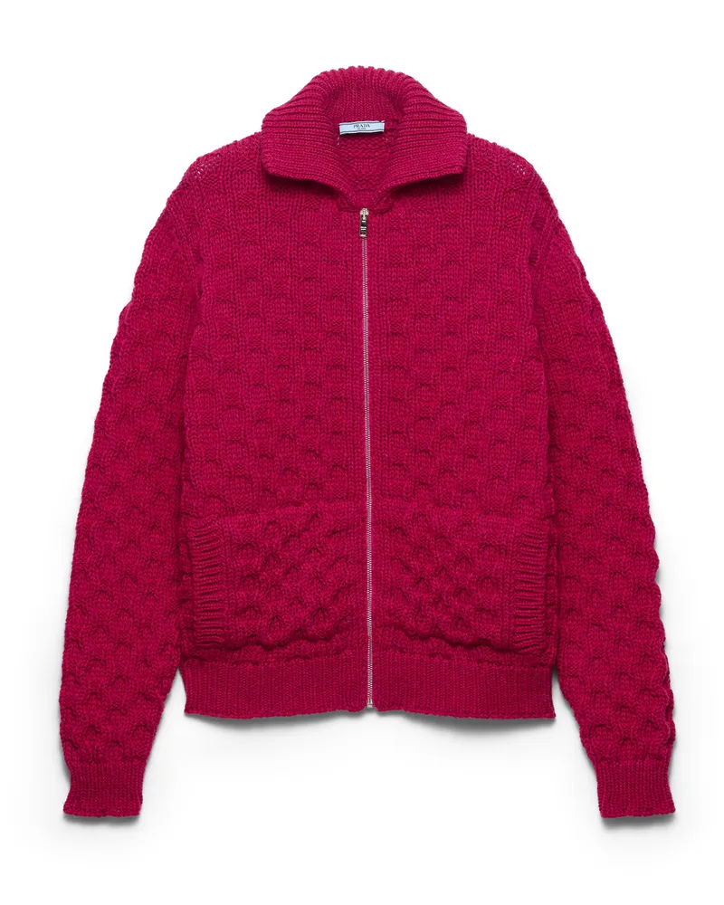 Prada Strickjacke Aus Wolle, Damen, Himbeer, Größe Himbeer