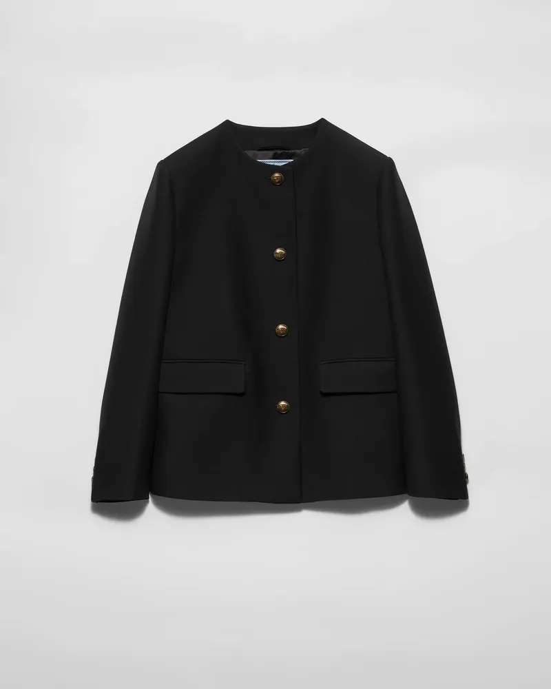 Prada Einreihige Jacke aus Tricotine Schwarz