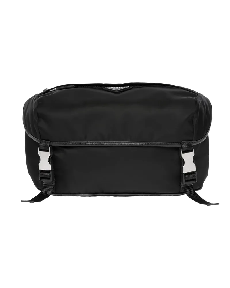 Prada Schultertasche: Re-nylon Und Saffiano-leder, Herren, Schwarz Schwarz