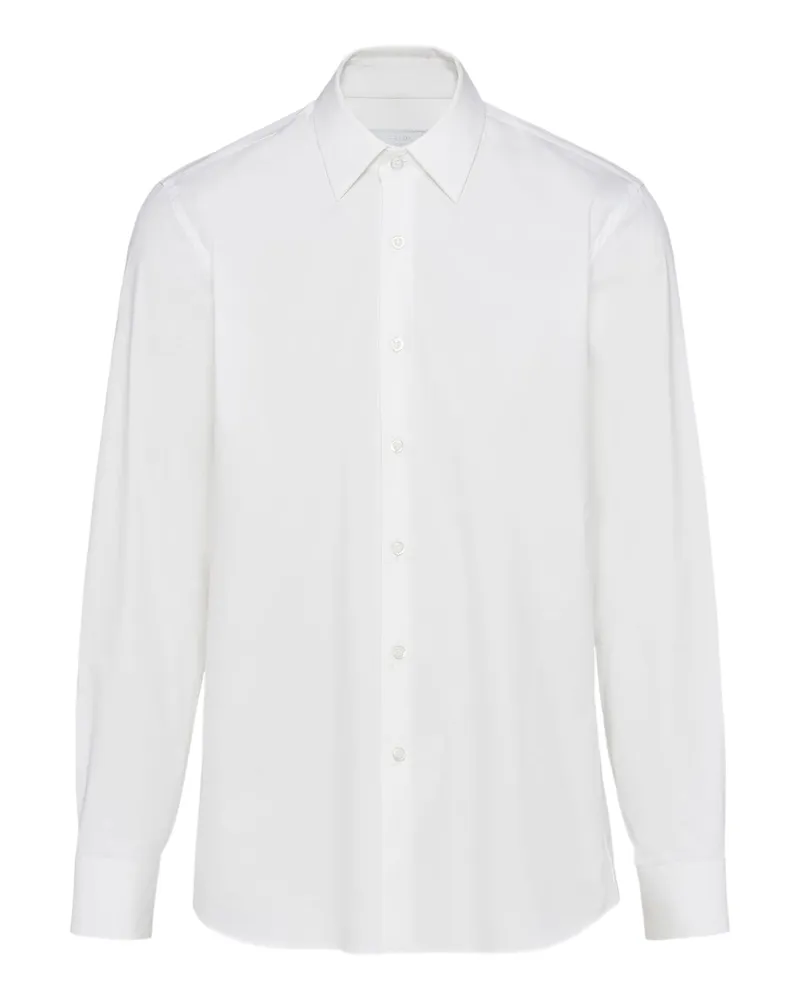 Prada Hemd Aus Stretch-baumwolle, Herren, Weiss, Größe Weiss