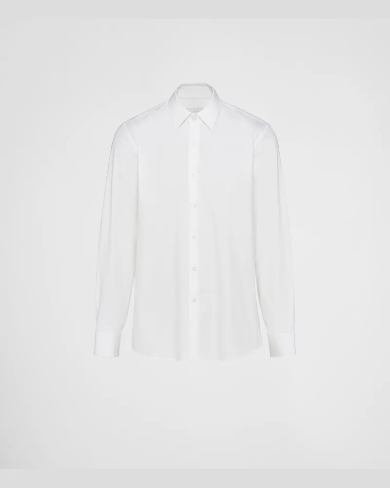 Prada Hemd Aus Stretch-baumwolle, Herren, Weiss, Größe Weiss