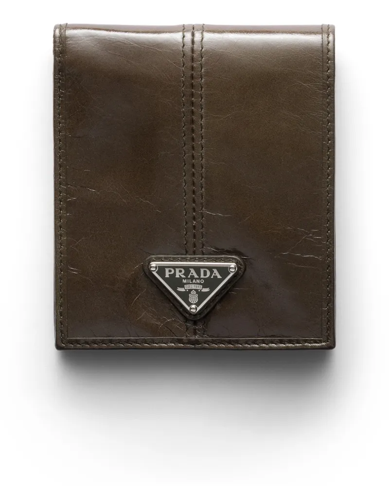 Prada Lederbrieftasche Mit Münzfach, Herren, Waldgrün Waldgrün
