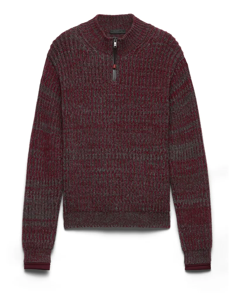 Prada Pullover Aus Wolle Und Kaschmir, Herren, Schiefergrau/kakaobraun, Größe Schiefergrau