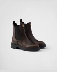 Prada Chelsea Boots aus Leder Dunkelbraun