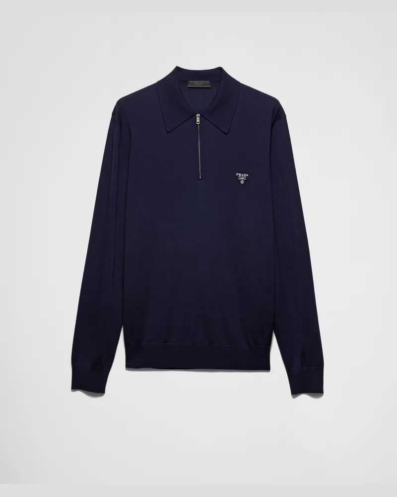 Prada Poloshirt aus Superfine-Wool Blau
