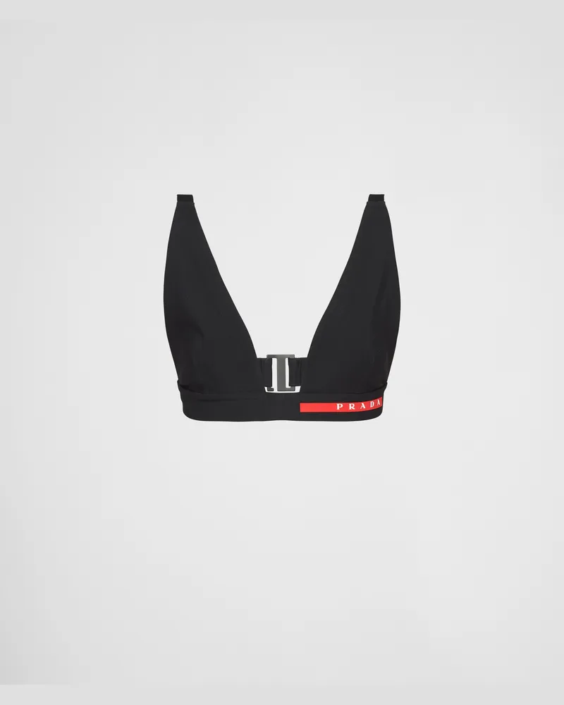 Prada Badeanzug-Oberteil aus Stretch-Jersey Schwarz