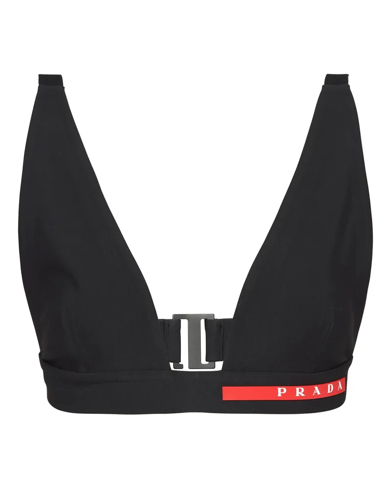 Prada Badeanzug-oberteil Aus Stretch-jersey, Damen, Schwarz, Größe Schwarz