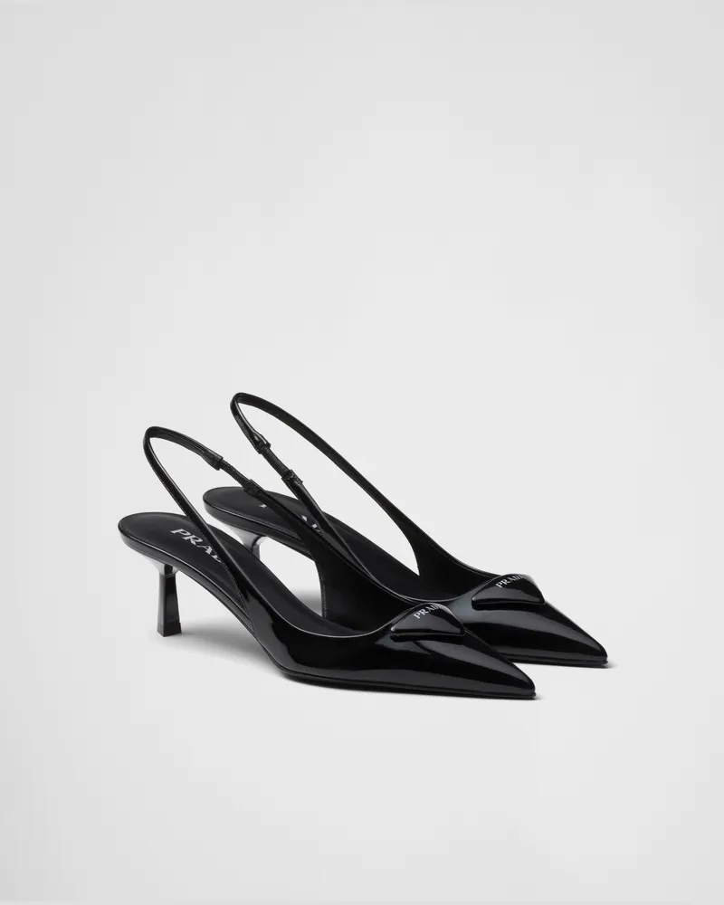 Prada Slingback-Pumps aus Lackleder Schwarz